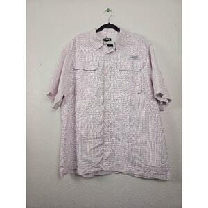 Habit Mens XL White Blue Orange Short Sleeve Check Button Up Shirt